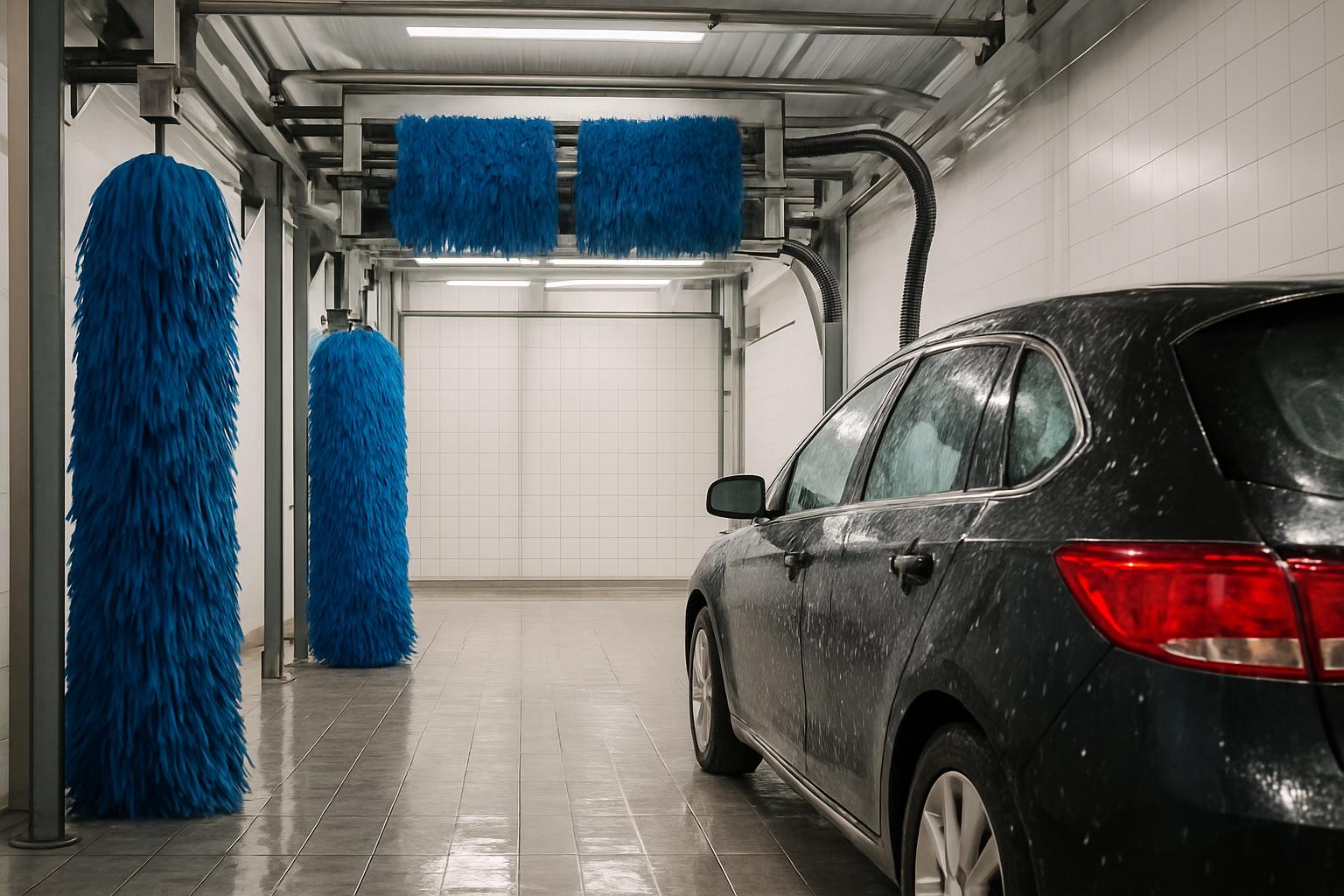Hand washing a car at WashWave Springfield